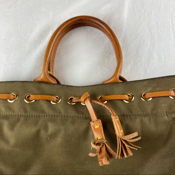 Dooney Bourke Handbag Canvas Leather Handle Trim - Picture 2 of 13